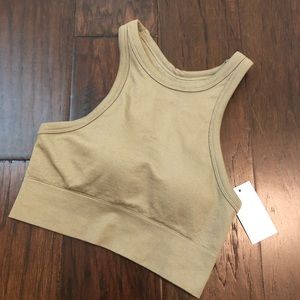 Pure Navy Ribbed Racerback longline Sport Bra Truffle